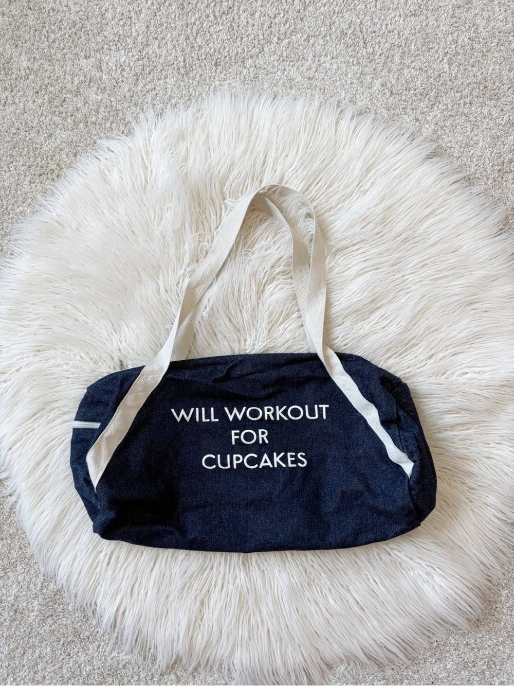 Canvas Tote Bag - Denim "Will Workout For Cupcakes"